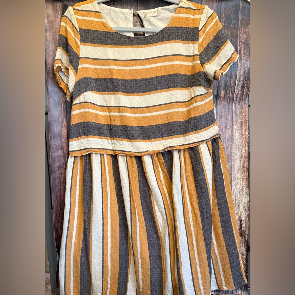 Altar'd State Black Gold and White Casual Raglan Sleeve Sundress